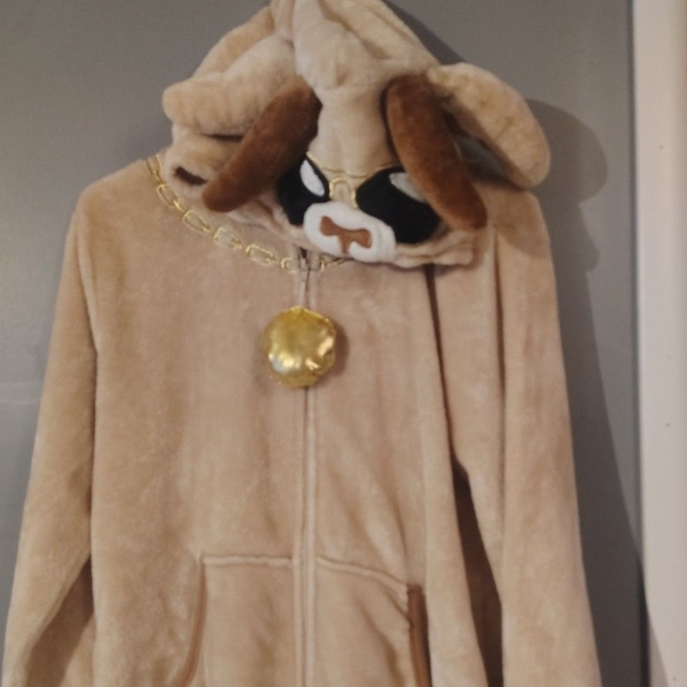 Holiday Time GOAT Fleece Union Suit Loungewear Tan Medium One Piece Pajamas